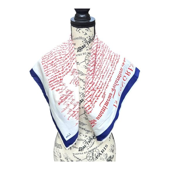 Vintage Echo Declaration Of Independence Silk Scarf 31" X 29.75" Red White Blue - Picture 2 of 5